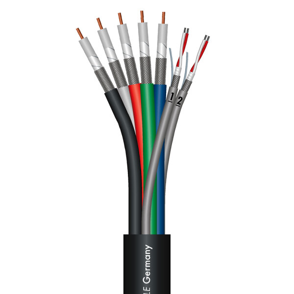Transit MC5200 Kombi HD-SDI; video: 5 x 0,60/2,80; audio: 2 x 2 x 0,14 mm²; FRNC Ø 15,60 mm; black