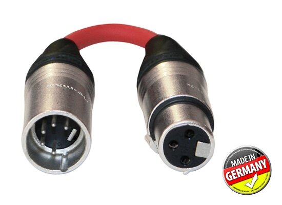 DMX Adapter XLR 3pol female / XLR 5pol male, Neutrik NC3FXX / NC5MXX