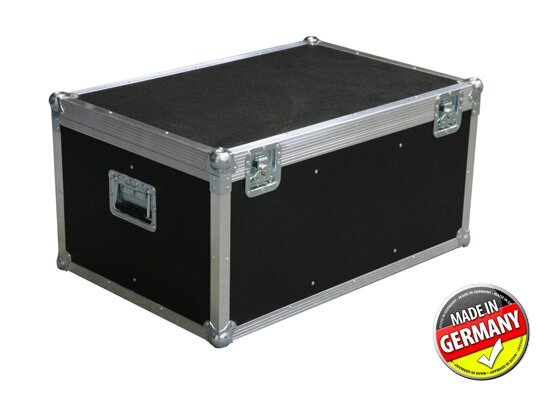 Case für 6x PAR 64 Floorspot, ECOLINE, PVC schwarz, Truhe, 6x Fächer: 270x270x390mm, 2x Klappgriff, MADE IN GERMANY