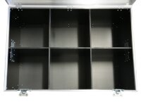 Case für 6x PAR 64 Floorspot, ECOLINE, PVC schwarz, Truhe, 6x Fächer: 270x270x390mm, 2x Klappgriff, MADE IN GERMANY