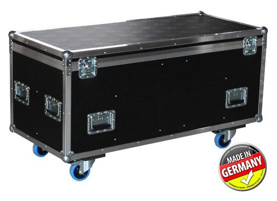 Case für 8x Litecraft AT3/AT10 Floorspot PROLINE, PVC schw., Truhe, Trennfach, 4x Blue Wheel (2x gebr.), MADE IN GERMANY