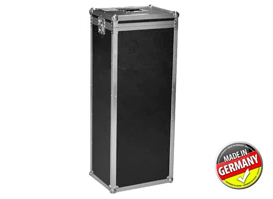 Case für 12x Mikrofonstativ, PROLINE, PVC schwarz, 12x Rohr Ø100mm, Kanteneinbaurollen, MADE IN GERMANY