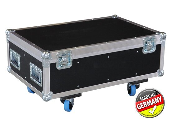 Case für 8x Cameo Flat Pro LED PAR 7, ECOLINE, PVC schwarz, Truhe, 4x Blue Wheel(2xgebr.),4x Klappgriff, MADE IN GERMANY