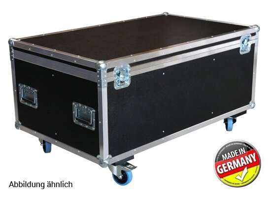 Case für 8x Cameo Flat Pro LED PAR 12, ECOLINE, PVC schwarz, Truhe, 4x Blue Wheel(2xgebr.),4x Klappgriff, MADE IN GERMANY