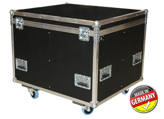 Case für 4x Martin RUSH MH 1 / MH 1 Plus /MH 3, PROLINE, PVC schwarz, Truhe, Deckelfach, 4x Blue Wheel, MADE IN GERMANY
