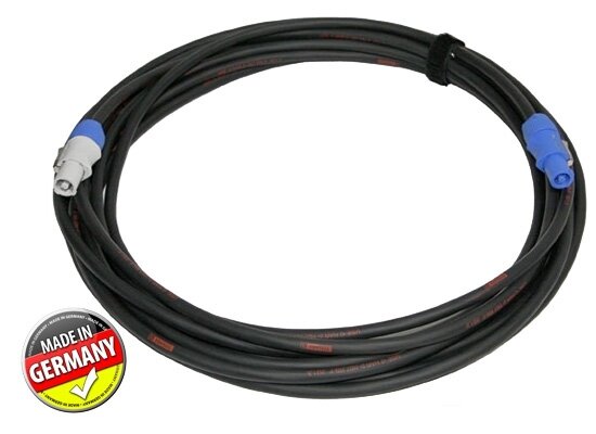 Powerconkabel, 5m, 3x 2.5mm², Titanex H07RNF, Neutrik Powercon blau / grau, Kabelklettband, PROFIQUALITÄT