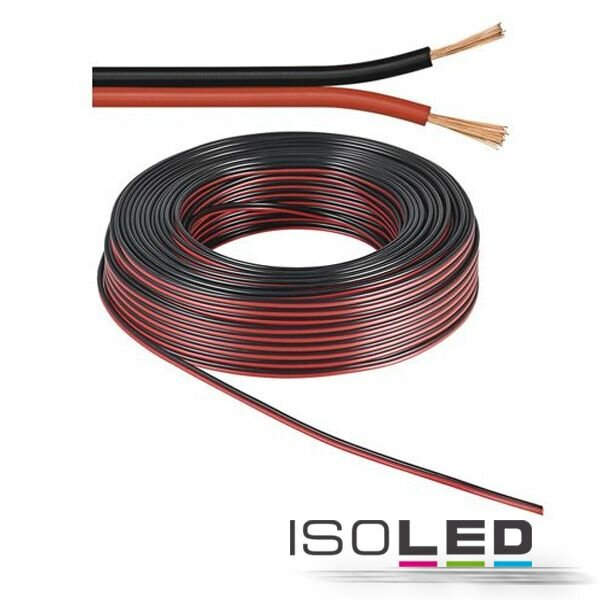 Kabel 2-polig, YZWL 2x0,75mm, schwarz/rot, 1 Rolle = 50m