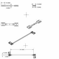 Clip-Verbinder mit Kabel (max. 5A) für 4-pol. IP20 Flexstripes mit Breite 10mm, Pitch-Abstand >12mm