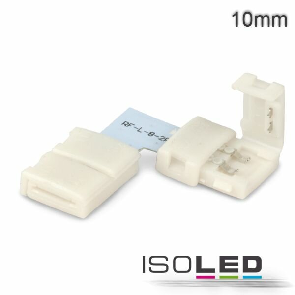 Clip-Eck-Verbinder (max. 5A) für 2-pol. IP20 Flexstripes mit Breite 10mm, Pitch-Abstand >12mm