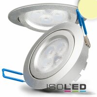 LED Einbaustrahler, silber, 8W, 72°, rund, warmweiß, dimmbar
