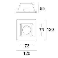 Gips-Einbaustrahler GU5.3, quadratisch mit Glas satin,...