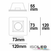 Gips-Einbaustrahler GU5.3, quadratisch mit Glas satin, rückversetzt, weiß