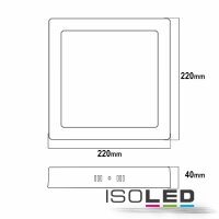 LED Deckenleuchte weiß, 18W, quadratisch, 220x220mm, warmweiß