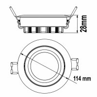 LED Einbaustrahler, weiß, 15W, 72°, rund, warmweiß, dimmbar