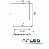 LED Downlight, 9W, ultra flach, eckig, silber, warmweiß, dimmbar
