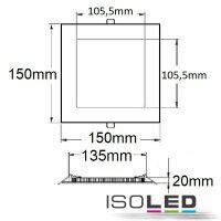 LED Downlight, 9W, ultra flach, eckig, weiß, warmweiß, dimmbar