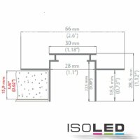 Installationskanal für Einbauprofile WING, L: 2000mm für 15mm Rigips-Platten