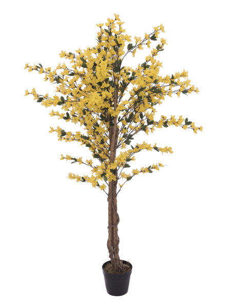 EUROPALMS Forsythia tree with 3 trunks, artificial plant, yellow