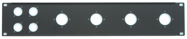 19" 2HE Rackpanel 4x Loch D-SIZE/24mm + 4x Loch SPK