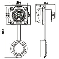 DH-24 power connector 3-pin male chassis 500 V 25 A IP67