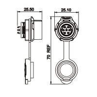 LP-16 multicore chassis connector M16 7-pin female round 250 V 5 A IPX8