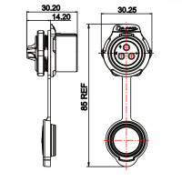 LP_20 power connector M20 3-pin female chassis round 500...