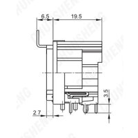 XLR connector, 3pins Female, horizontal