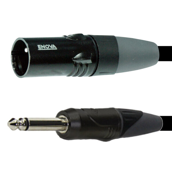 2 m XLR male to 1/4" plug 2 pole microphone cable analogue & AES with velcro