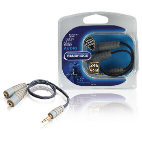 Stereo-Audiokabel 3.5 mm male - 2x 3.5 mm female 0.20 m Blau
