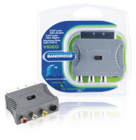 SCART-Adapter Scart-male - S-Video-female + 3x Cinch-female Grau
