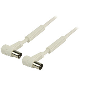 Koaxkabel 120 dB abgewinkelt Koax-Stecker - Koax-Kupplung 25.0 m Weiss