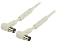 Koaxkabel 120 dB abgewinkelt Koax-Stecker - Koax-Kupplung 25.0 m Weiss