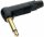2-poliger 6,35-mm-Profi-Winkelstecker, goldene Kontakte, schwarzes Gehäuse